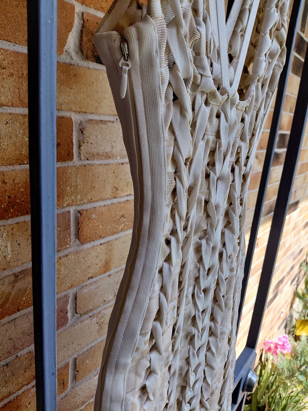 Herve Leger Cream Braided V‑Neck Mini Bodycon Dress - Picture 5 of 7